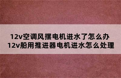 12v空调风摆电机进水了怎么办 12v船用推进器电机进水怎么处理